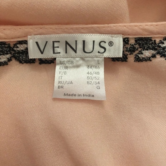 Venus BOHO Peasant Top Blouse Embroidered Size L Peach Lightweight Free Spirit - Picture 6 of 8